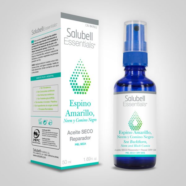 Salubell Essentials® Espino Amarillo, Neem y Comino Negro Aceite Seco Reparador